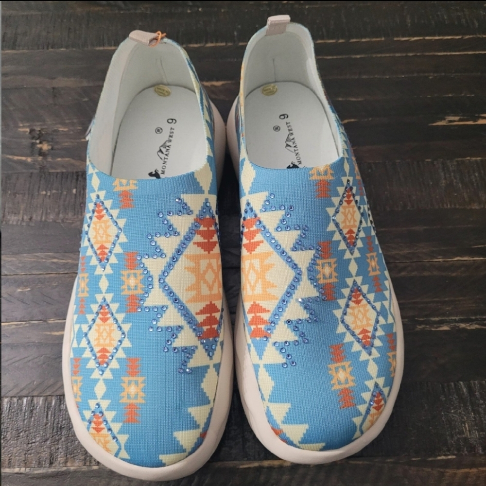 NEW Montana West Slip On Sneakers Rhinestone Size 9